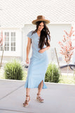 Ribbed midi dress in dusty blue