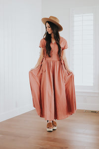 Button up dress in rose