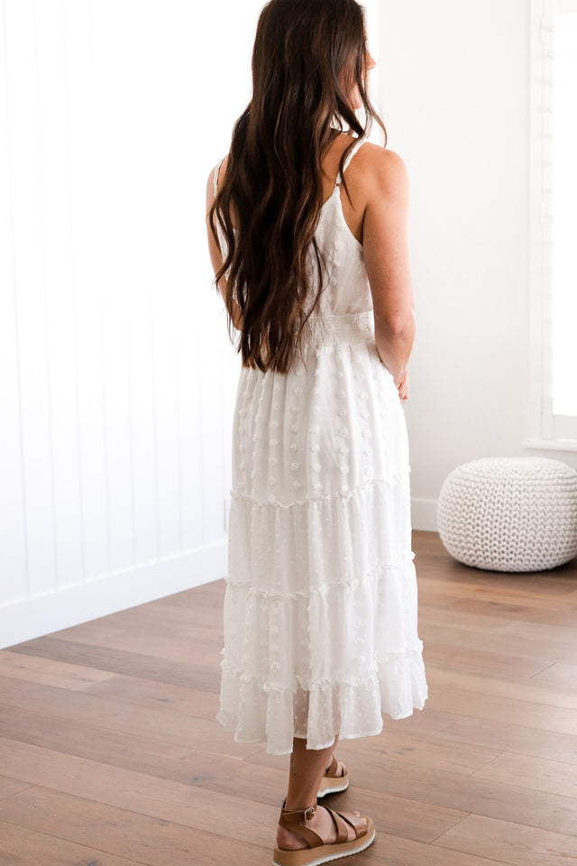 Swiss dot white dress
