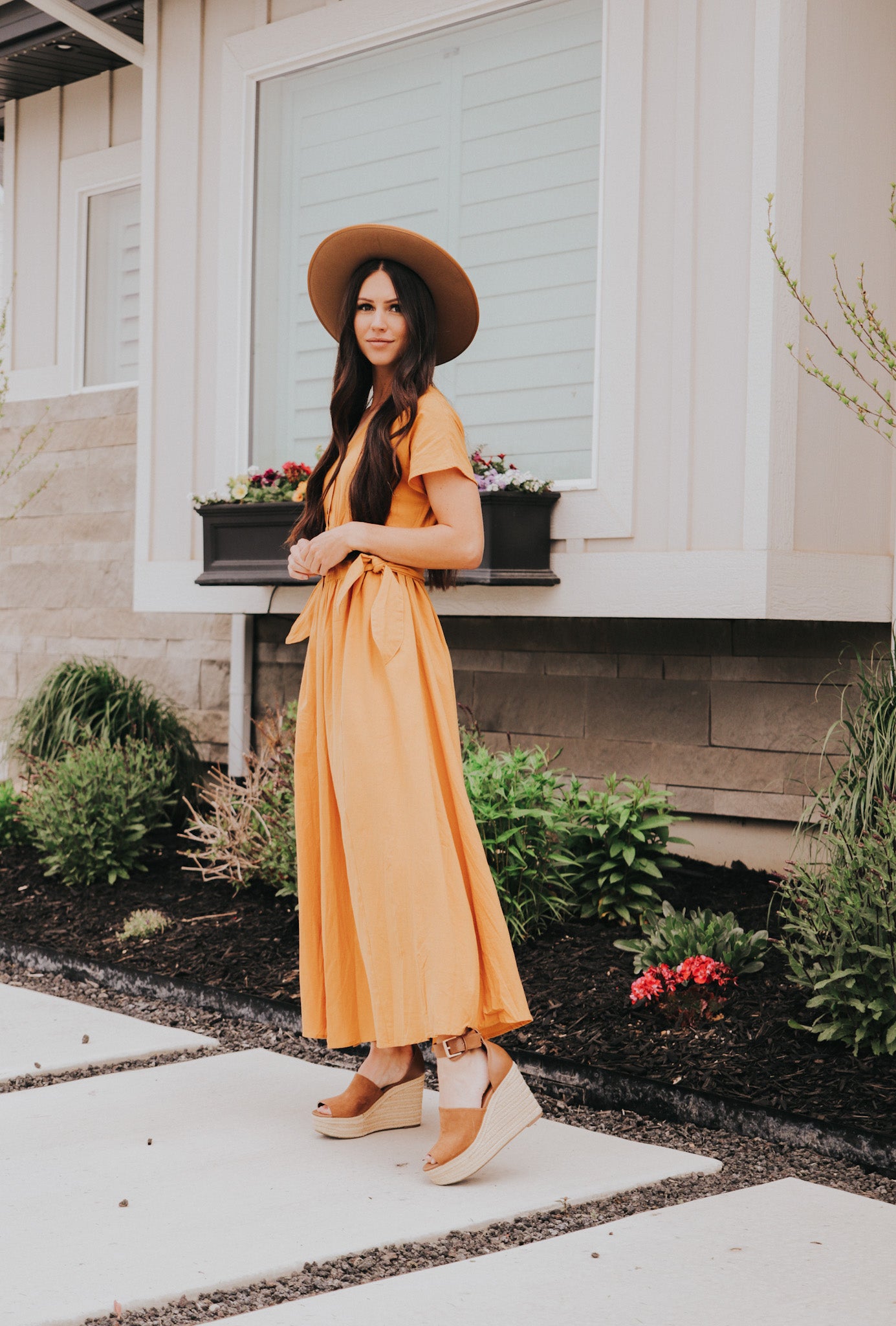 Mustard button deals up dress