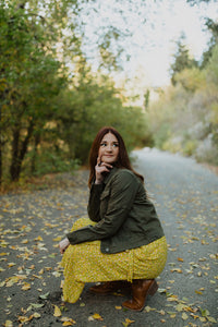Floral Wrap Skirt in Mustard