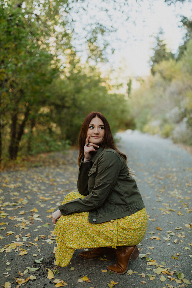 Floral Wrap Skirt in Mustard