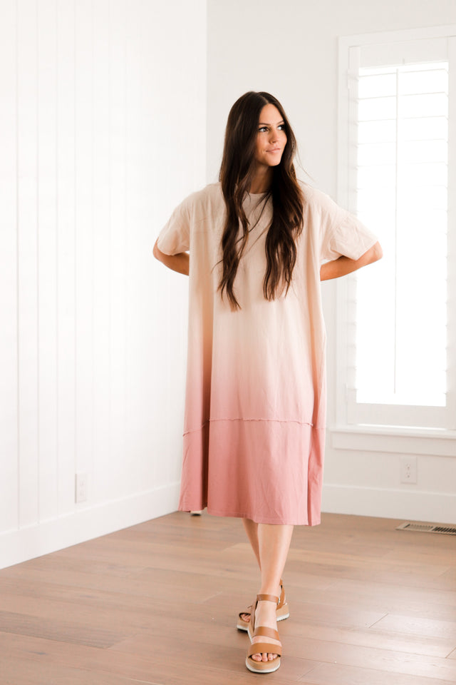 pink dipped dress