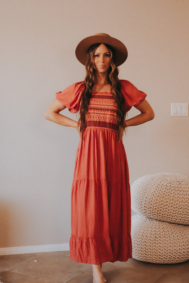 Embroidered smocked dress 2 colors + extended sizes!