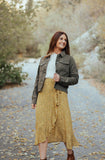 Floral Wrap Skirt in Mustard