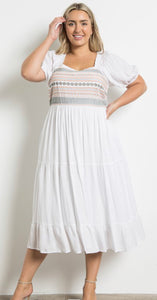 Embroidered smocked dress 2 colors + extended sizes!