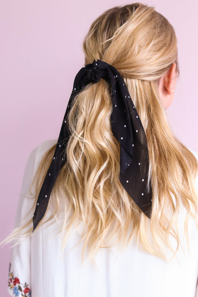 Polka dot scarf scrunchie