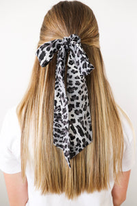 Grey Leopard Scarf Scrunchie