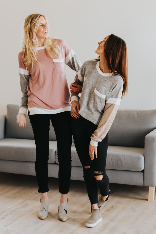 Contrast Knit Sweater- 2 Colors!