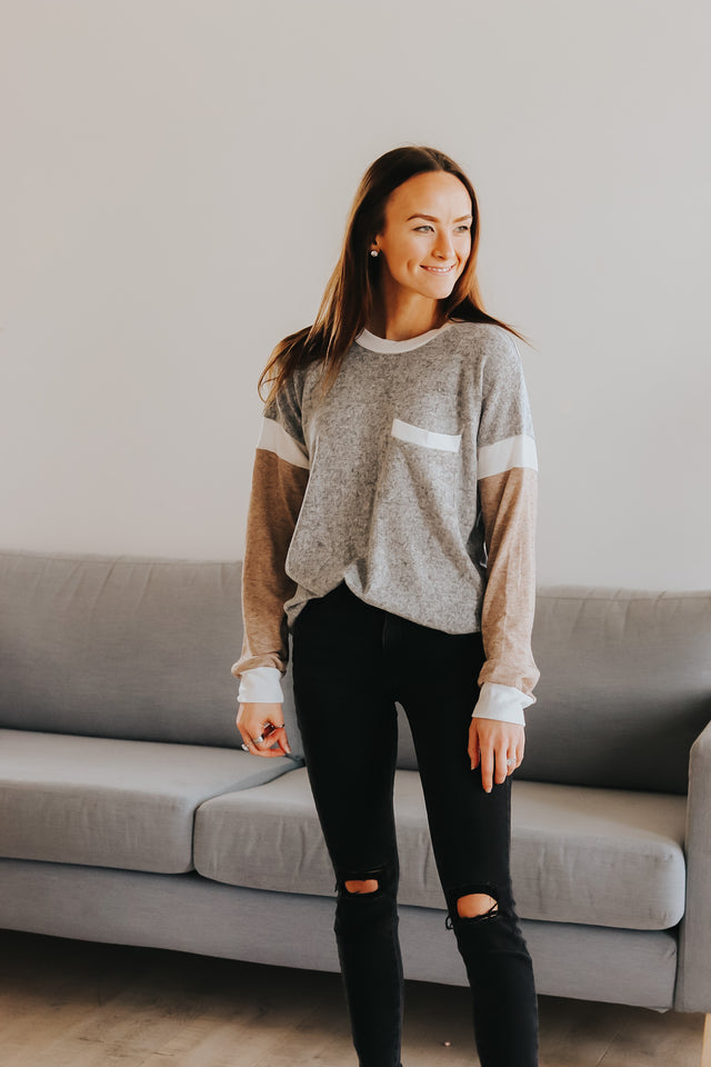 Contrast Knit Sweater- 2 Colors!