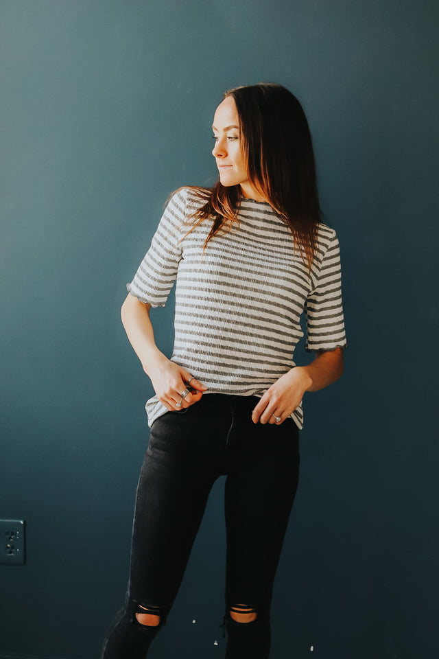 Mock Neck Top in Grey