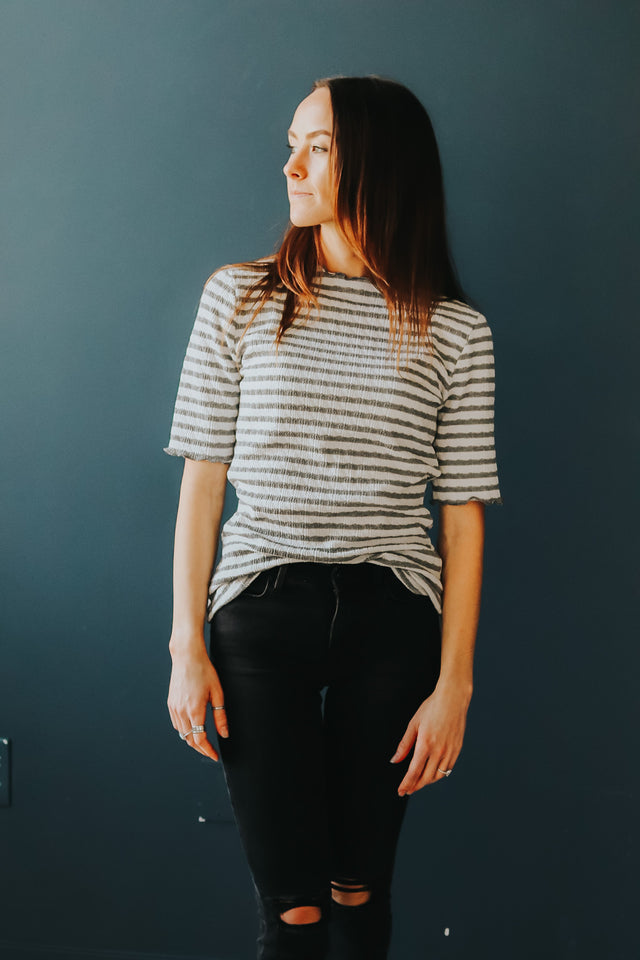 Mock Neck Top in Grey