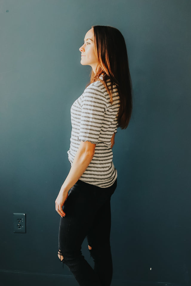Mock Neck Top in Grey