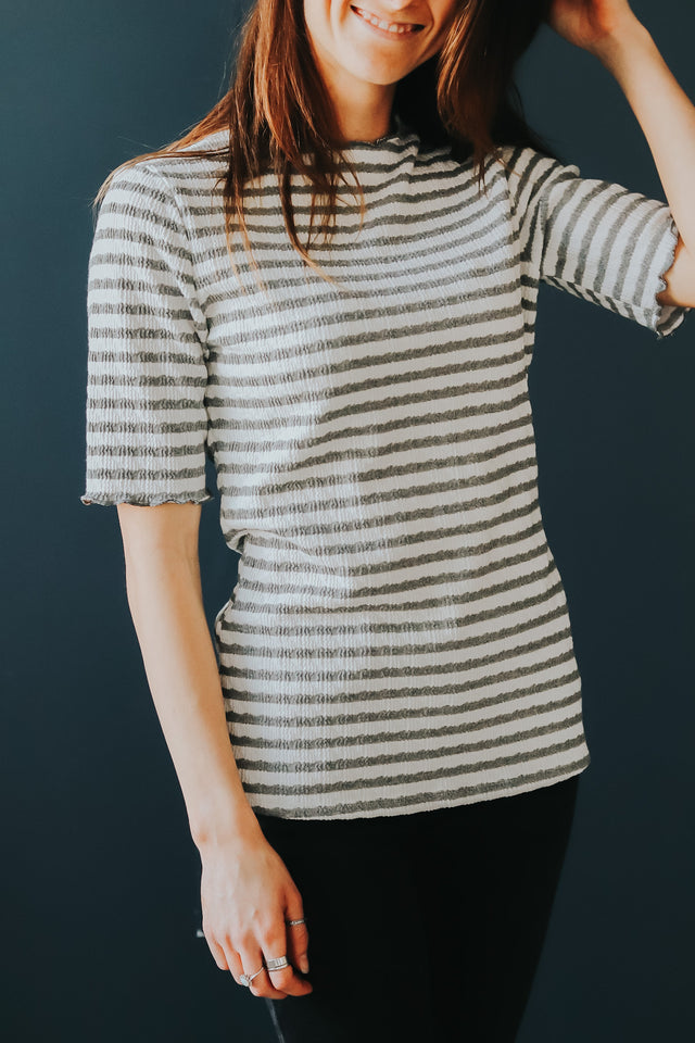 Mock Neck Top in Grey