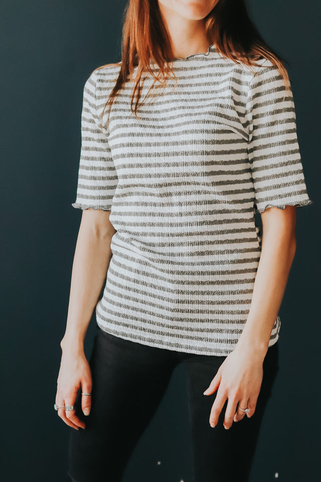 Mock Neck Top in Grey