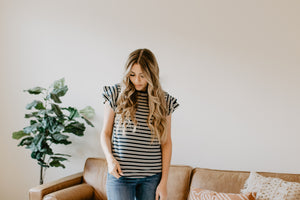 Petal Sleeve T-Shirt in Navy