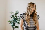 Petal Sleeve T-Shirt in Navy