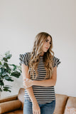 Petal Sleeve T-Shirt in Navy