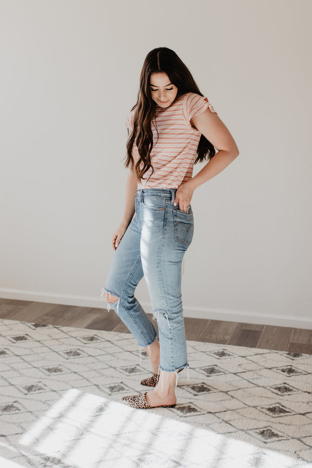 Petal Sleeve T-Shirt in Blush