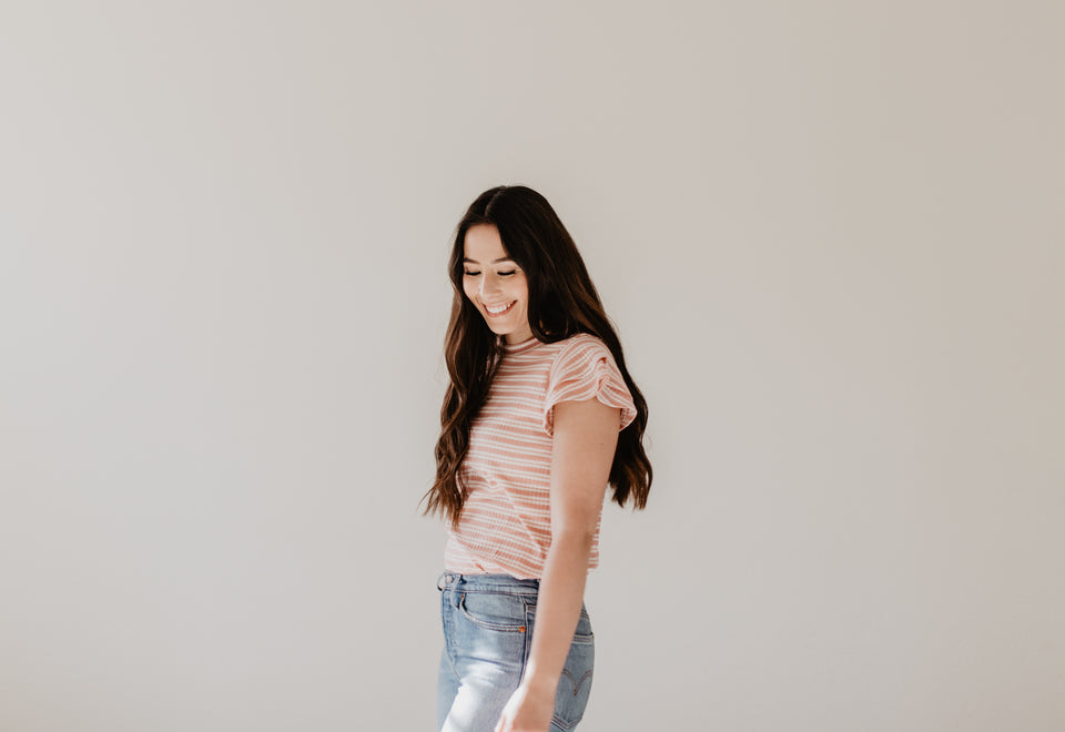 Petal Sleeve T-Shirt in Blush