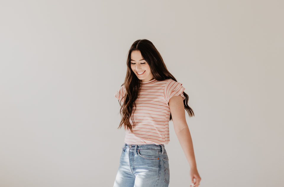 Petal Sleeve T-Shirt in Blush