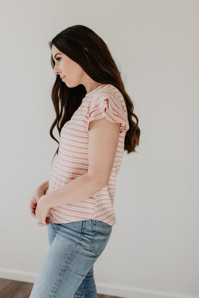 Petal Sleeve T-Shirt in Blush