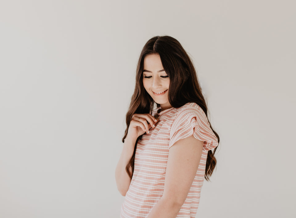 Petal Sleeve T-Shirt in Blush