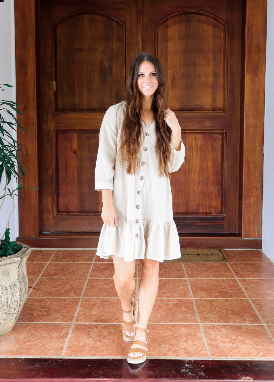 Button Down Ruffle Dress