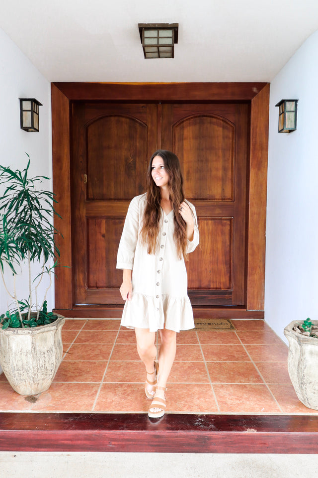 Button Down Ruffle Dress