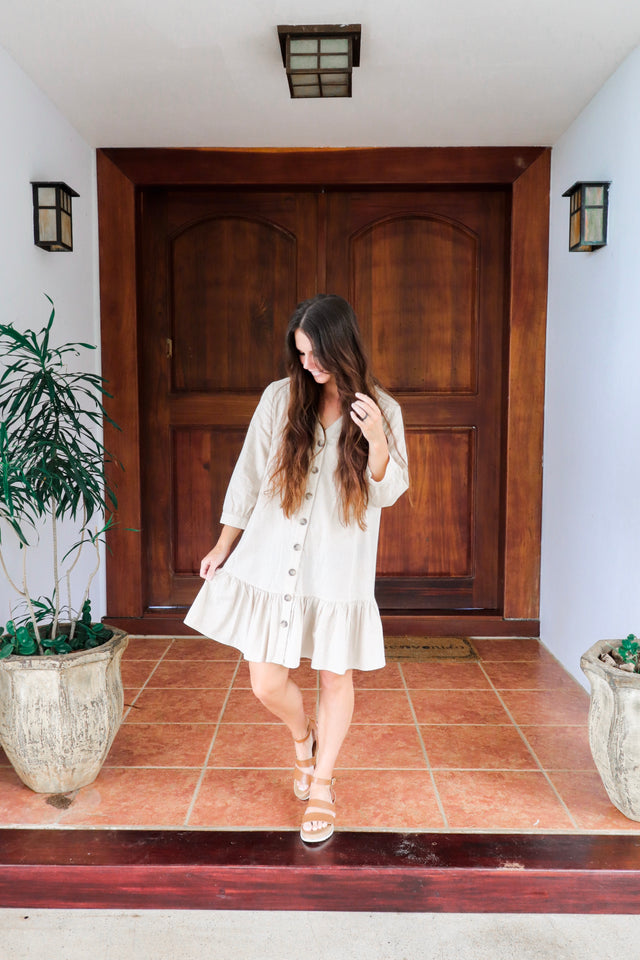 Button Down Ruffle Dress