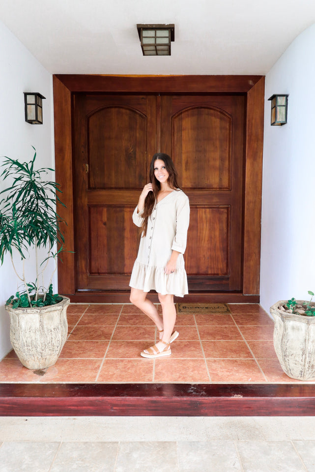 Button Down Ruffle Dress