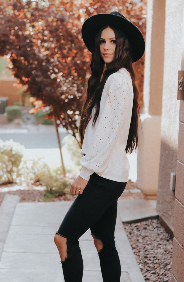 Eyelet Top- Two Colors!