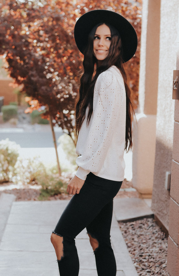 Eyelet Top- Two Colors!