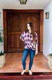 Twist-Front Plaid Shirt