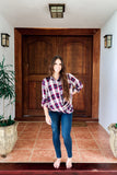 Twist-Front Plaid Shirt