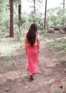 Floral Wrap Skirt in Red