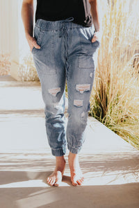 Denim joggers