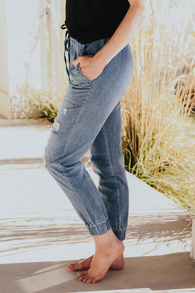 Denim joggers