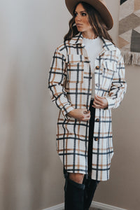 Plaid long shacket  (2 colors) + extended sizing available!