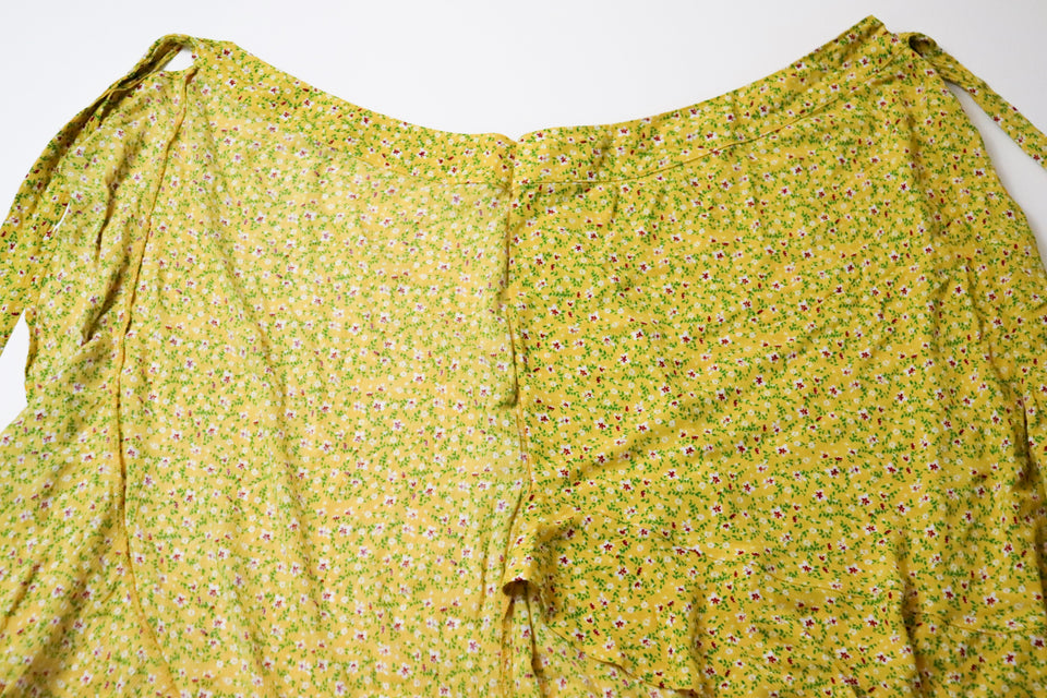 Floral Wrap Skirt in Mustard