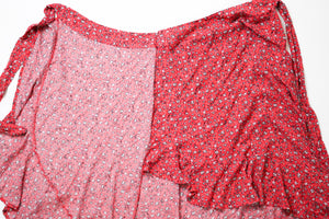 Floral Wrap Skirt in Red