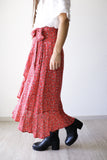 Floral Wrap Skirt in Red